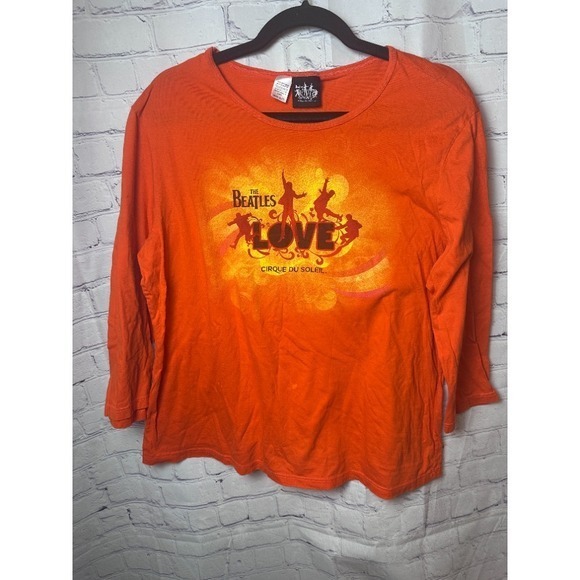 Beatles LOVE Cirque‎ du Soleil Graphic Tee Long Sleeve Orange XL/TG - Picture 1 of 5